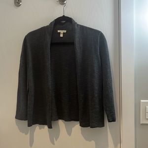 Eileen Fisher charcoal linen and cotton 3/4 sleeve sweater